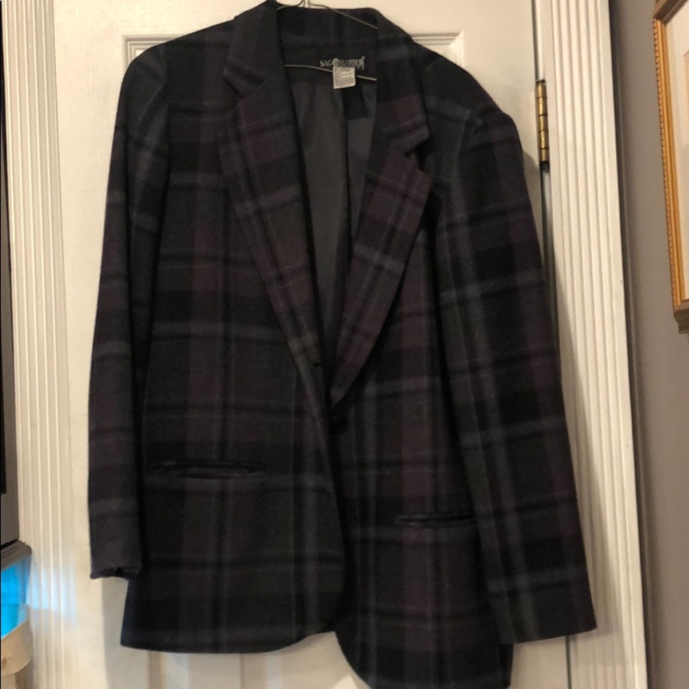 Sag Harbor Ladies Plaid Wool Blazer - SZ 8